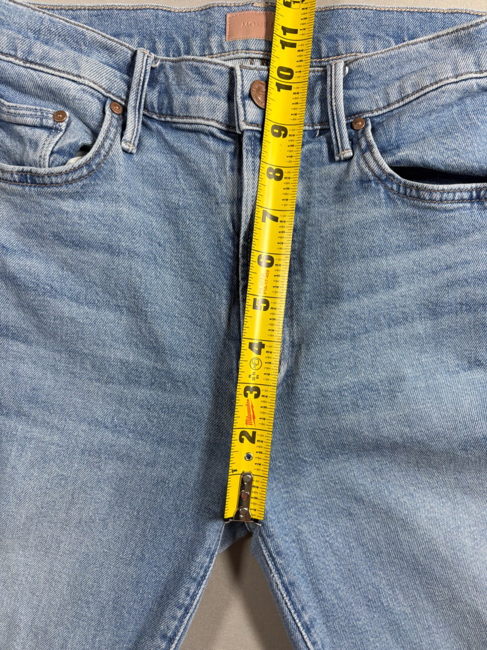 Mother Denim The Insider Sneak Fray Denim Jeans High Rise Straight Leg Size 28 - Picture 8 of 12